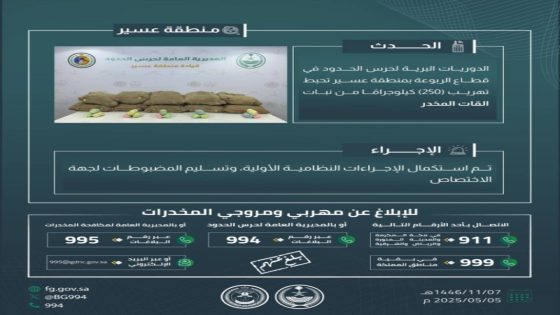 إحباط تهريب 250 كجم من القات في "الربوعة"