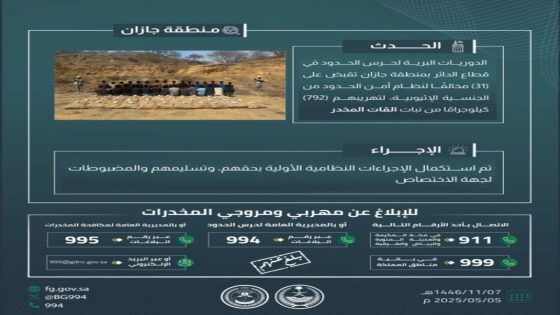 إلقاء القبض على 31 شخصًا بتهمة تهريب 792 كجم من القات في "الدائر"