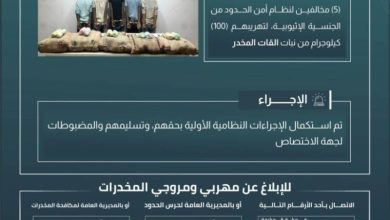 حرس الحدود بجازان يعتقل 5 أفراد مخالفين لقوانين أمن الحدود