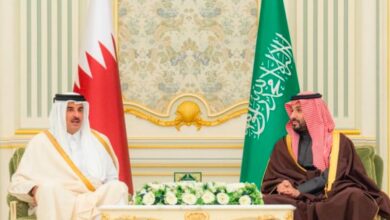 جلسة مباحثات استراتيجية بين ولي العهد وأمير قطر في قصر اليمامة