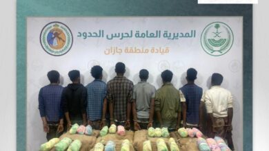 إحباط عملية تهريب: القبض على 8 مواطنين إثيوبيين بحوزتهم 160 كيلو من القات في جازان