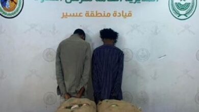 إحباط محاولة تهريب 30 كجم من القات في عسير: القبض على مهاجرين إثيوبيين من قبل حرس الحدود