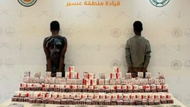 حرس الحدود في عسير يعلن ضبط إثيوبيين وتحميلهما 35 كجم من الحشيش