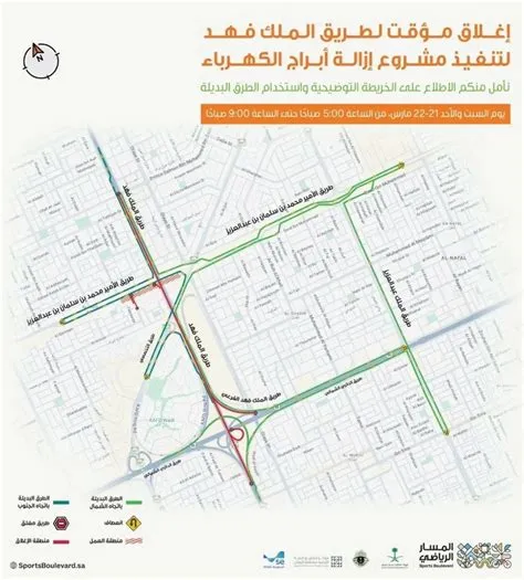 إغلاق مؤقت لطريق الملك فهد صباحاً لبدء تنفيذ المسار الرياضي