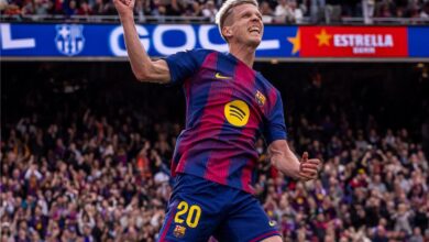 فيديو | أولمو يحرز الهدف الثالث لبرشلونة في مرمى إشبيلية بالدوري الإسباني