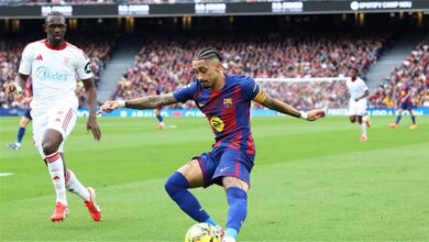 فيديو حصري: رافينها يحقق الهاتريك مسجلاً الهدف الرابع لبرشلونة في شباك إشبيلية