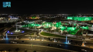 مبنى إمارة جازان يتزين بالأخضر احتفاءً بيوم العلم